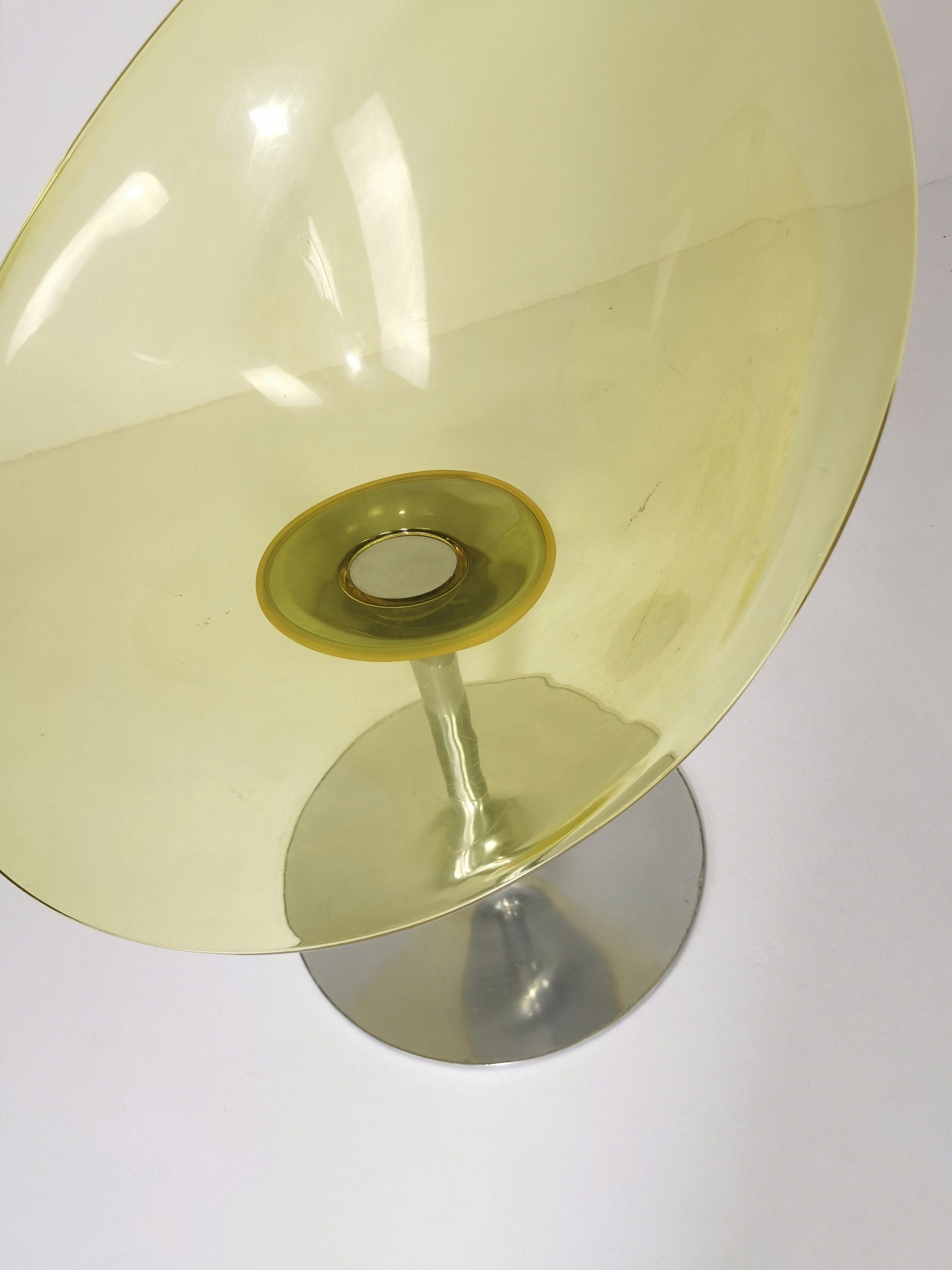 yellow Eros chair with aluminum swivel base by Philippe Starck for Kartell. Italy.