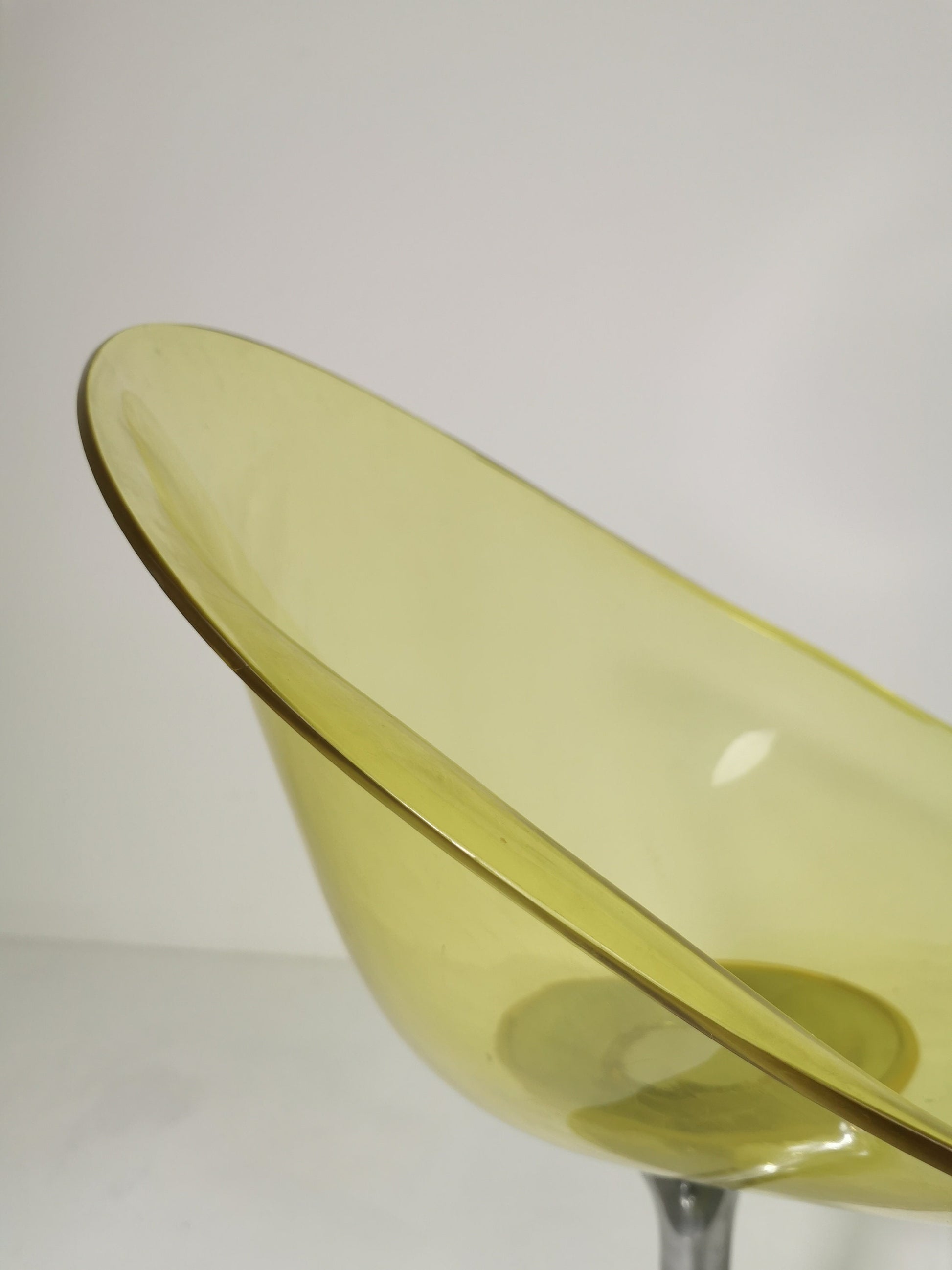 yellow Eros chair with aluminum swivel base by Philippe Starck for Kartell. Italy.