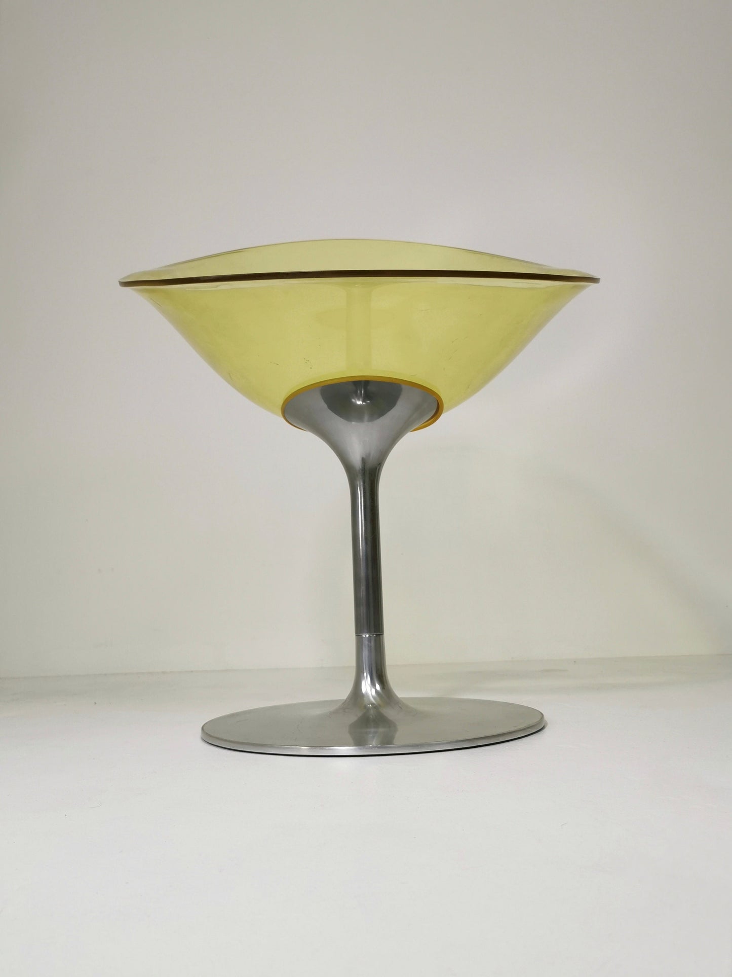 yellow Eros chair with aluminum swivel base by Philippe Starck for Kartell. Italy.