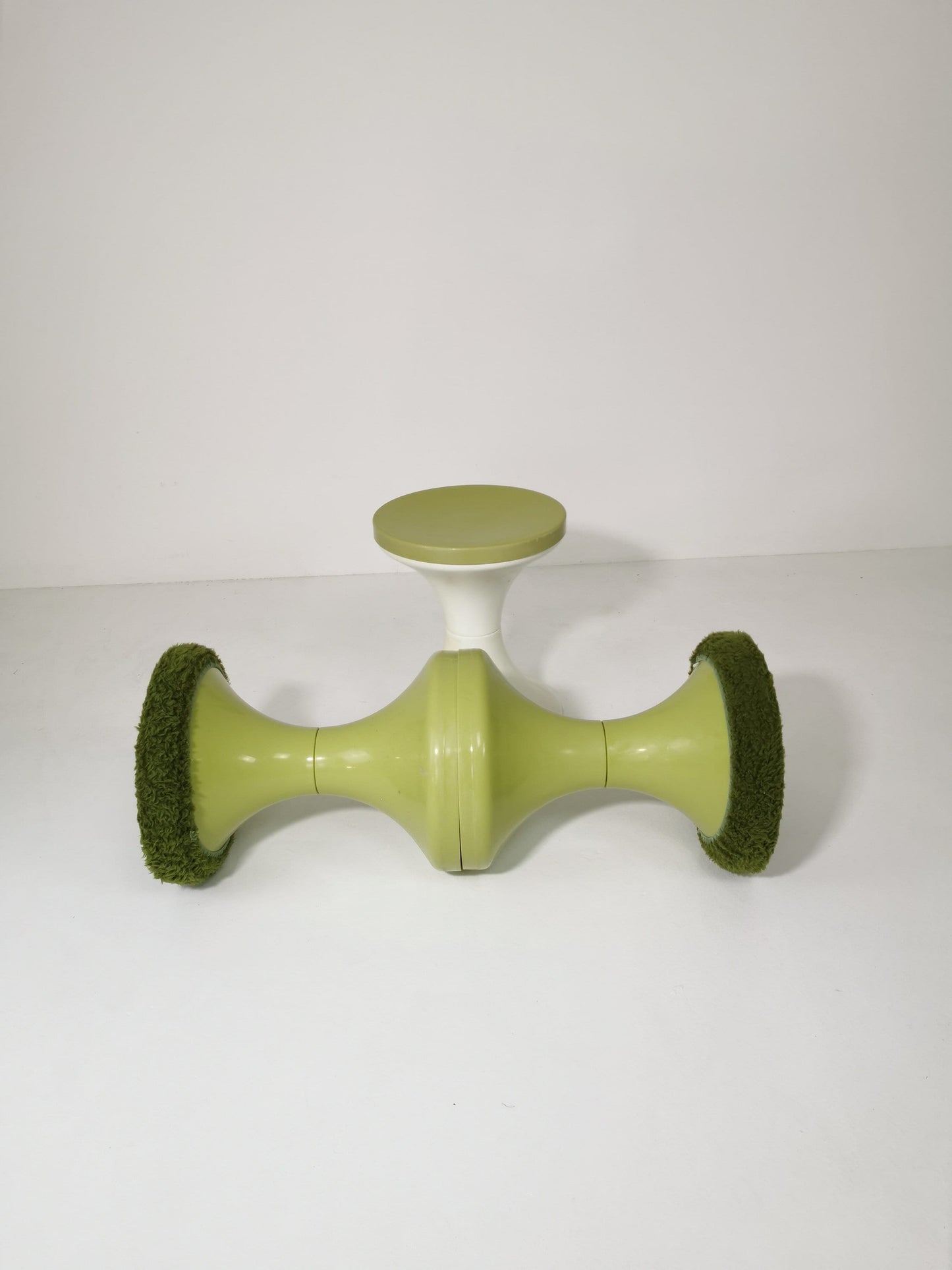 set of 3 Round vintage German Tuilp stool plastic with fabric seat, 1970s