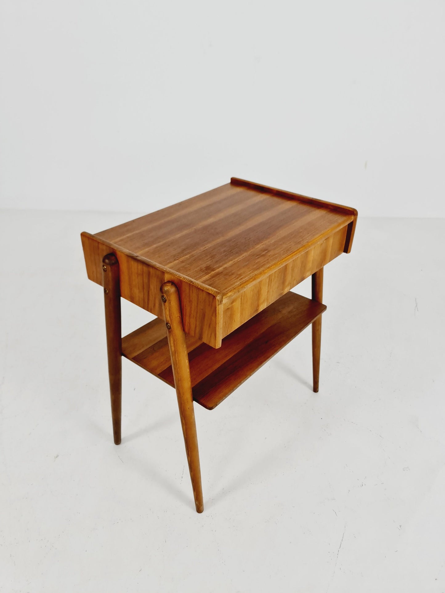Midcentury Carlstrom & Co teak vintage side table/ bedside table/ night stand, 1960s