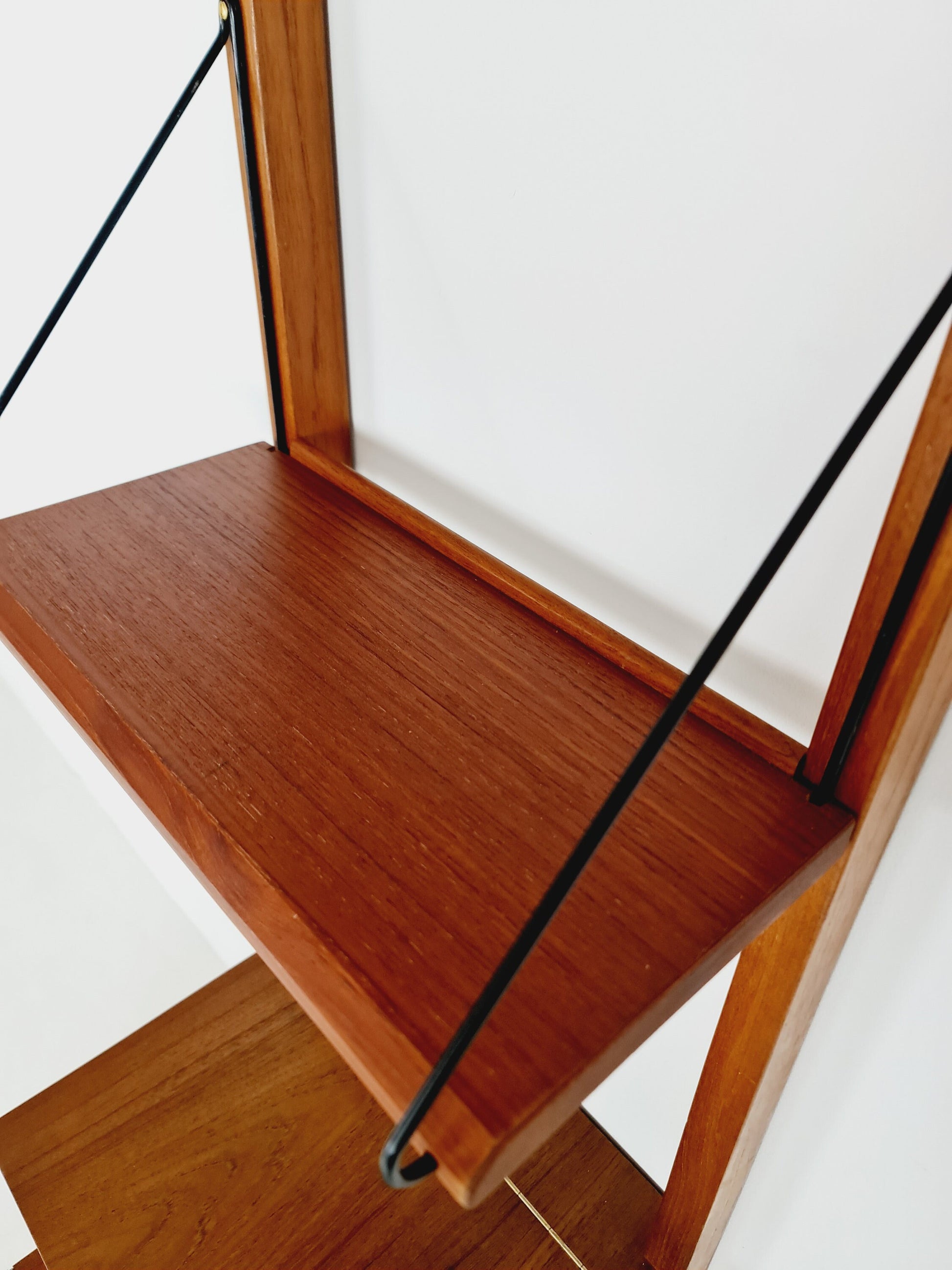 Midcentury Danish teak free standing library ladder bookshelf, 1960s