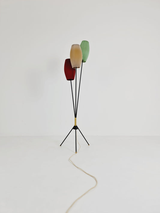 Tripod swedish vintage floor lamp in metal by Möller Armatur Eskilstuna MAE, 1950s
