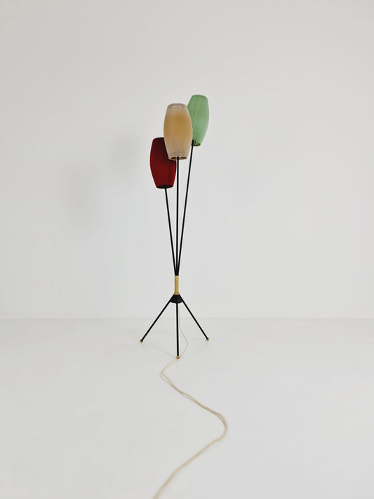 Tripod swedish vintage floor lamp in metal by Möller Armatur Eskilstuna MAE, 1950s