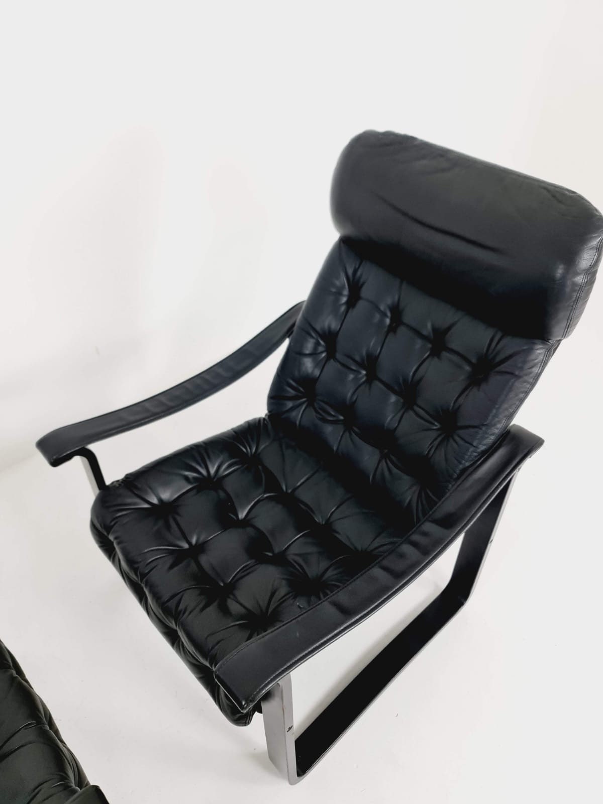 Pair of leather lounge chairs by OY BJ Dahlqvist for BD Furniture, Finland 1960s