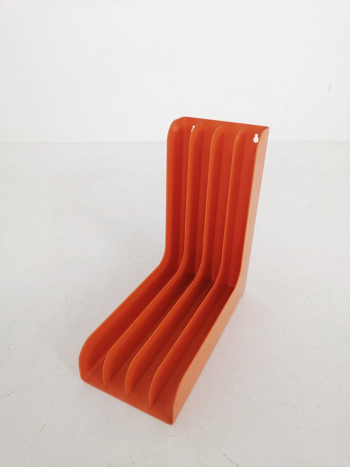 Mid-Century Orange vinyl storage holder, modular record holder, vintage space age brands from the 70s