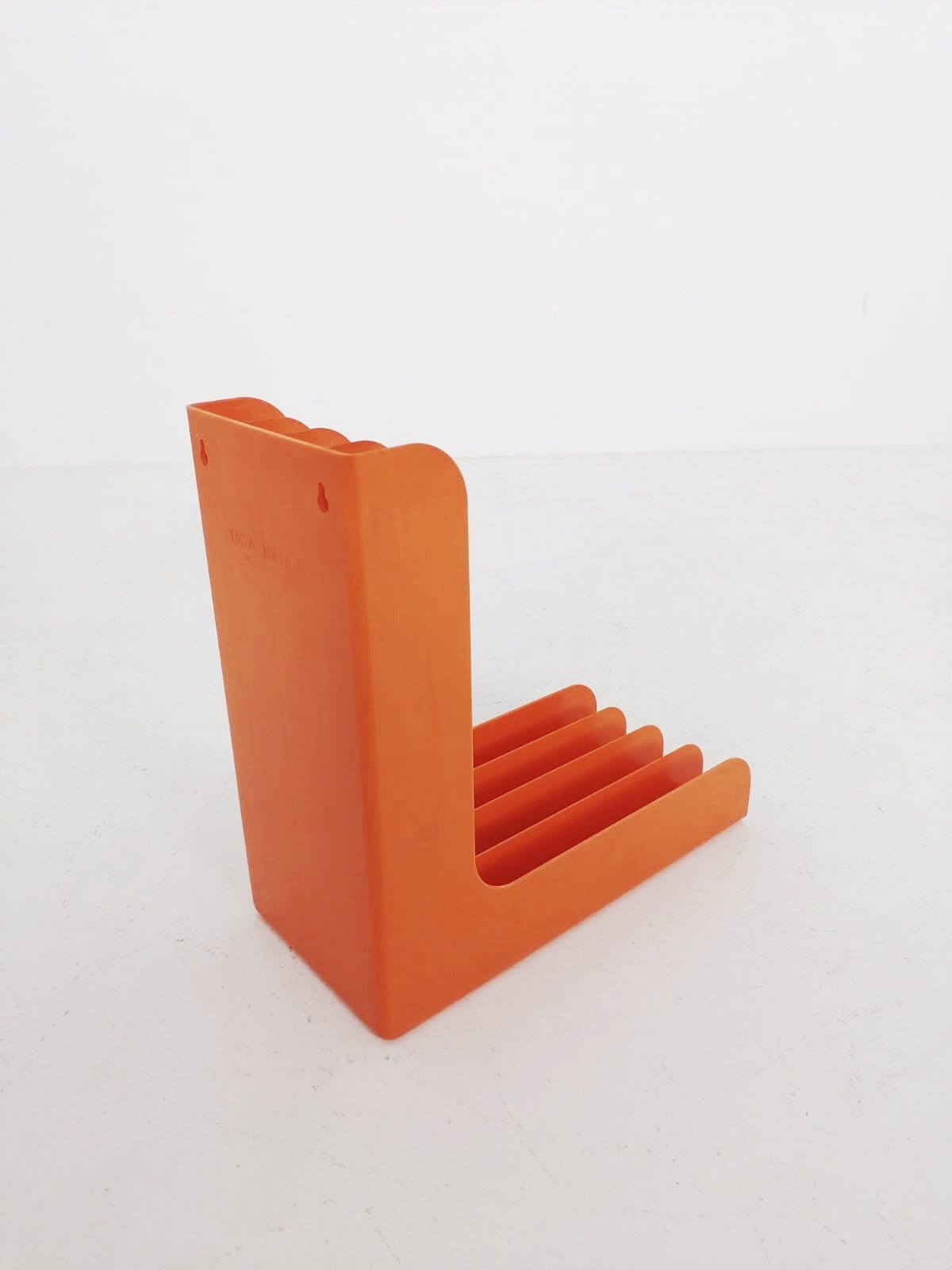 Mid-Century Orange vinyl storage holder, modular record holder, vintage space age brands from the 70s