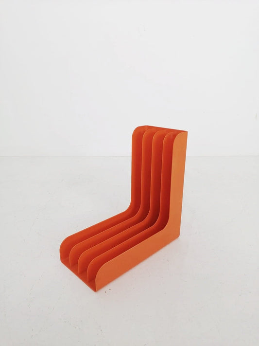 Mid-Century Orange vinyl storage holder, modular record holder, vintage space age brands from the 70s