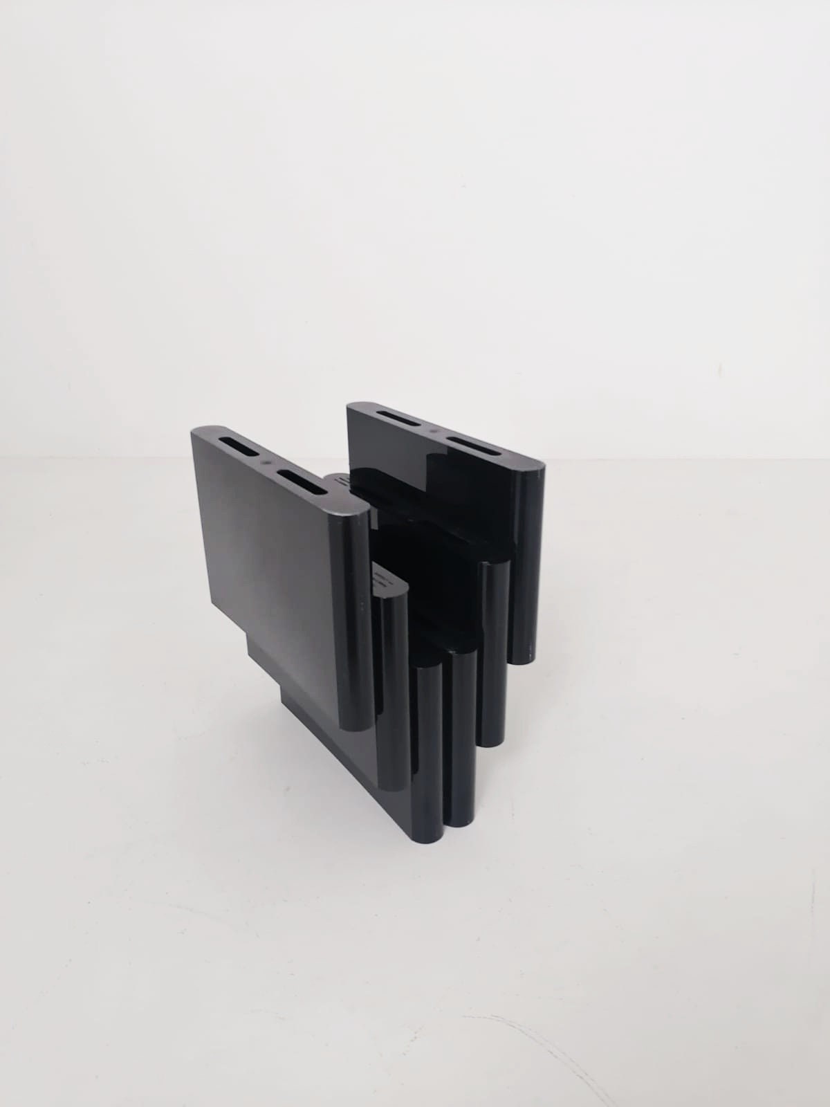 Giotto Stoppino by Kartell Italy Black Plastic Magazine Rack Model 4675
