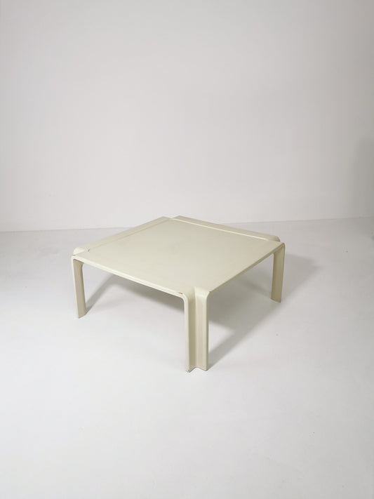 Mid century German square beige wood low coffee table, 1960s