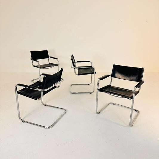 set of 4 Model MG5 Centro Studi desk chair by Mart Stam & Marcel Breuer for Matteo Grassi, 1970s