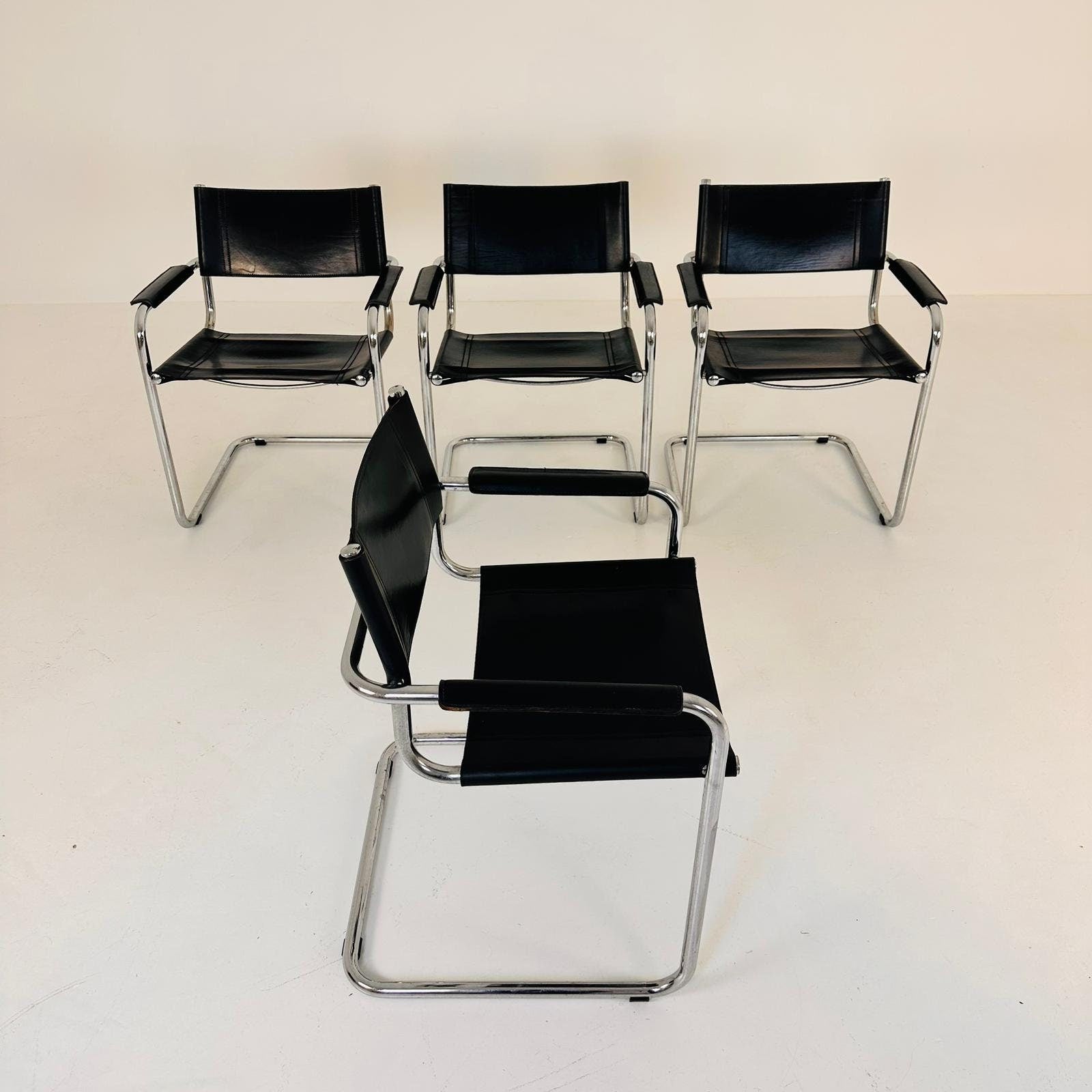 set of 4 Model MG5 Centro Studi desk chair by Mart Stam & Marcel Breuer for Matteo Grassi, 1970s