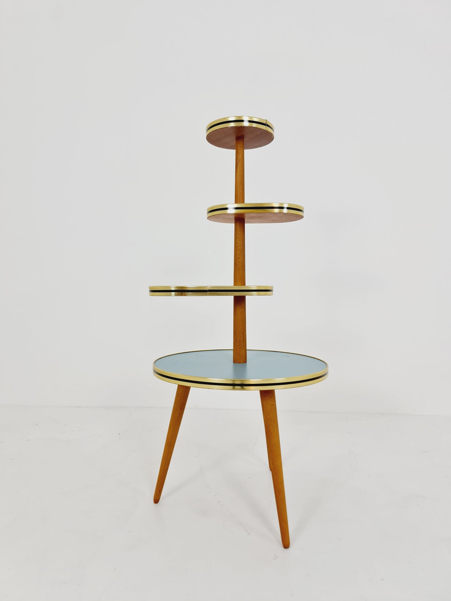1950s German Plant Stand, Colorful Vintage Mid-Century Minimalist Indoor Plant Stand Side Table Retro flower table