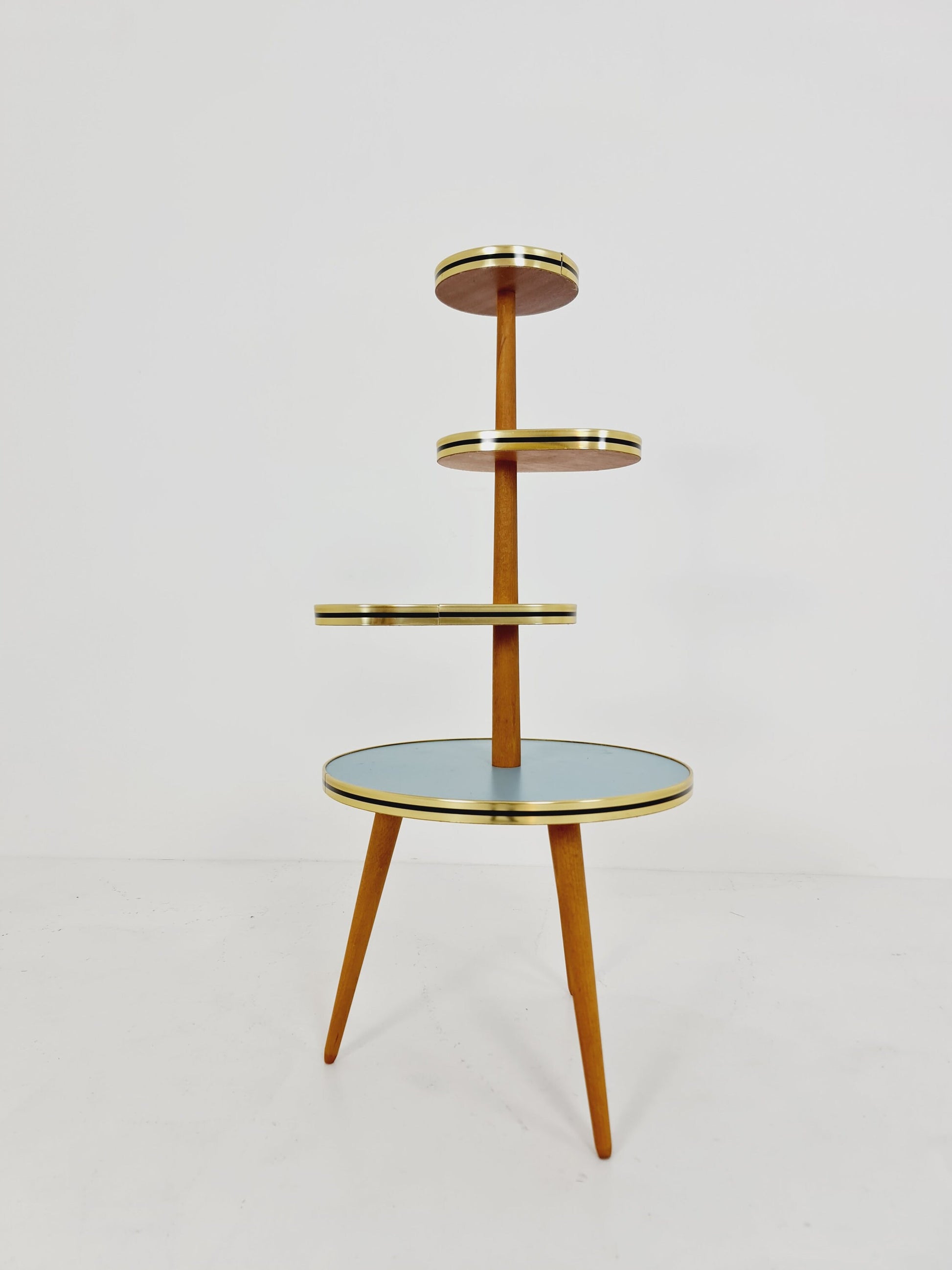 1950s German Plant Stand, Colorful Vintage Mid-Century Minimalist Indoor Plant Stand Side Table Retro flower table