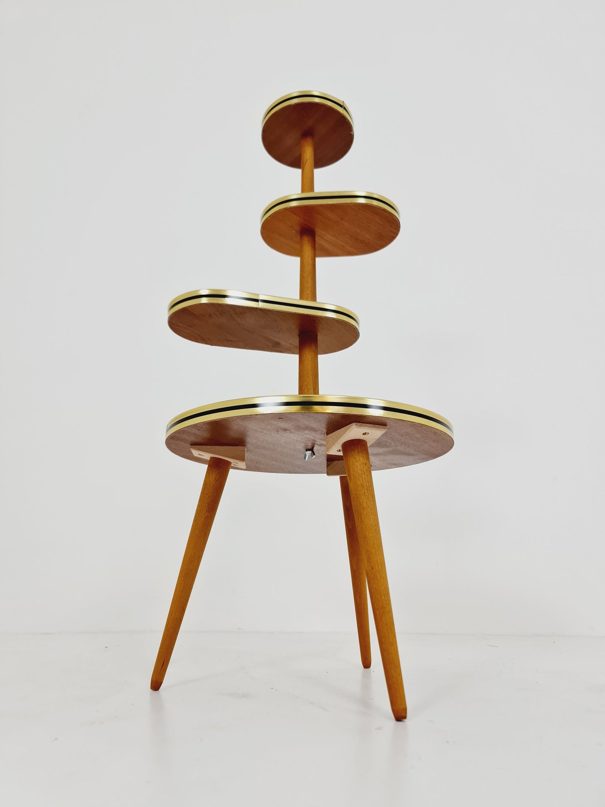 1950s German Plant Stand, Colorful Vintage Mid-Century Minimalist Indoor Plant Stand Side Table Retro flower table