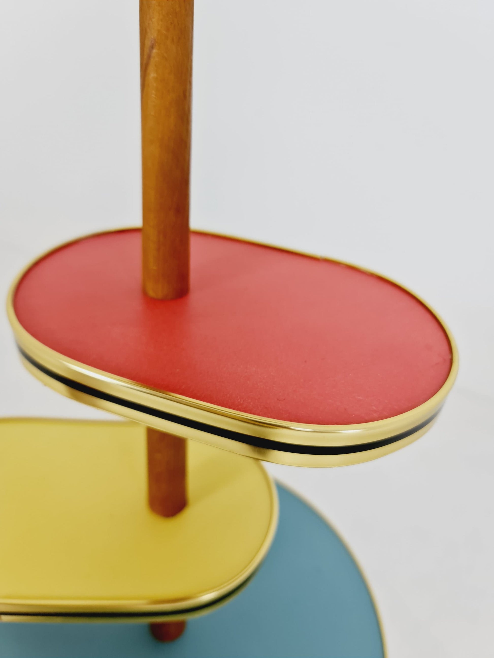 1950s German Plant Stand, Colorful Vintage Mid-Century Minimalist Indoor Plant Stand Side Table Retro flower table