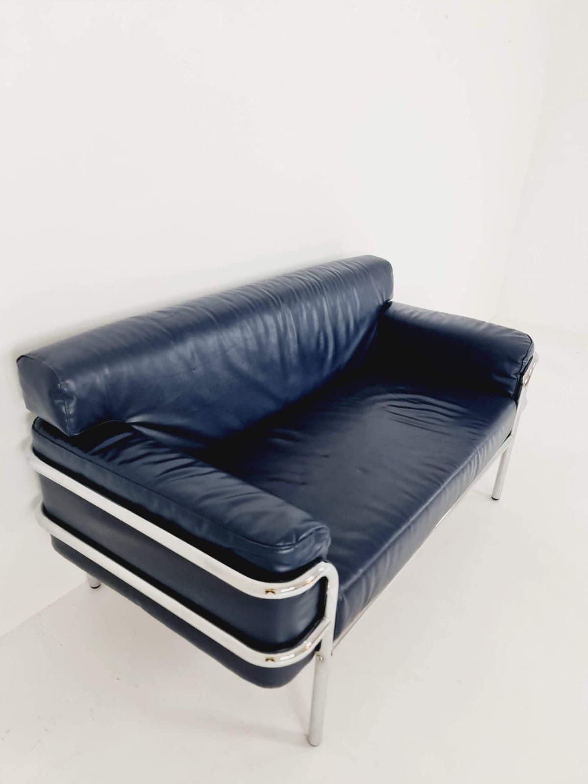 Mid century leather Bauhaus -Style of Cassia LC3 style sofa , 1980s