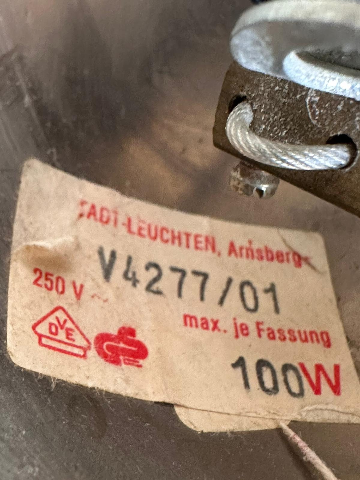 Vintage glass pendant lamp by Peill and Putzler, Germany 1965