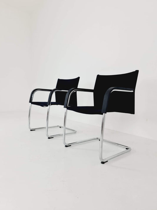 2 x Vitra AC3 Antonio Citterio Chair with chrome and black textile.