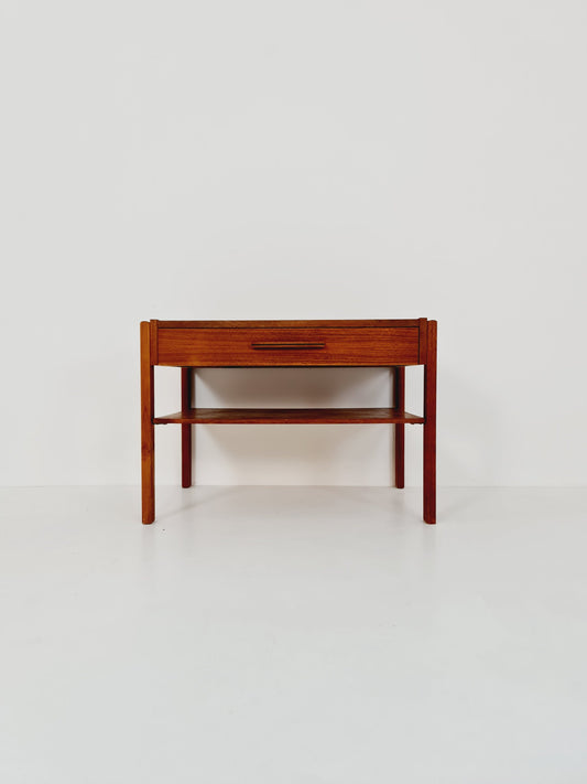 Midcentury wide Danish teak vintage Side table/ Bedside table/ Night stand, 1960s