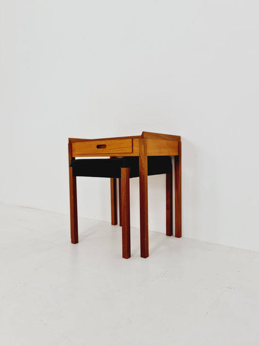 Midcentury Danish teak Side table/ Bedside table with stool, 1960s