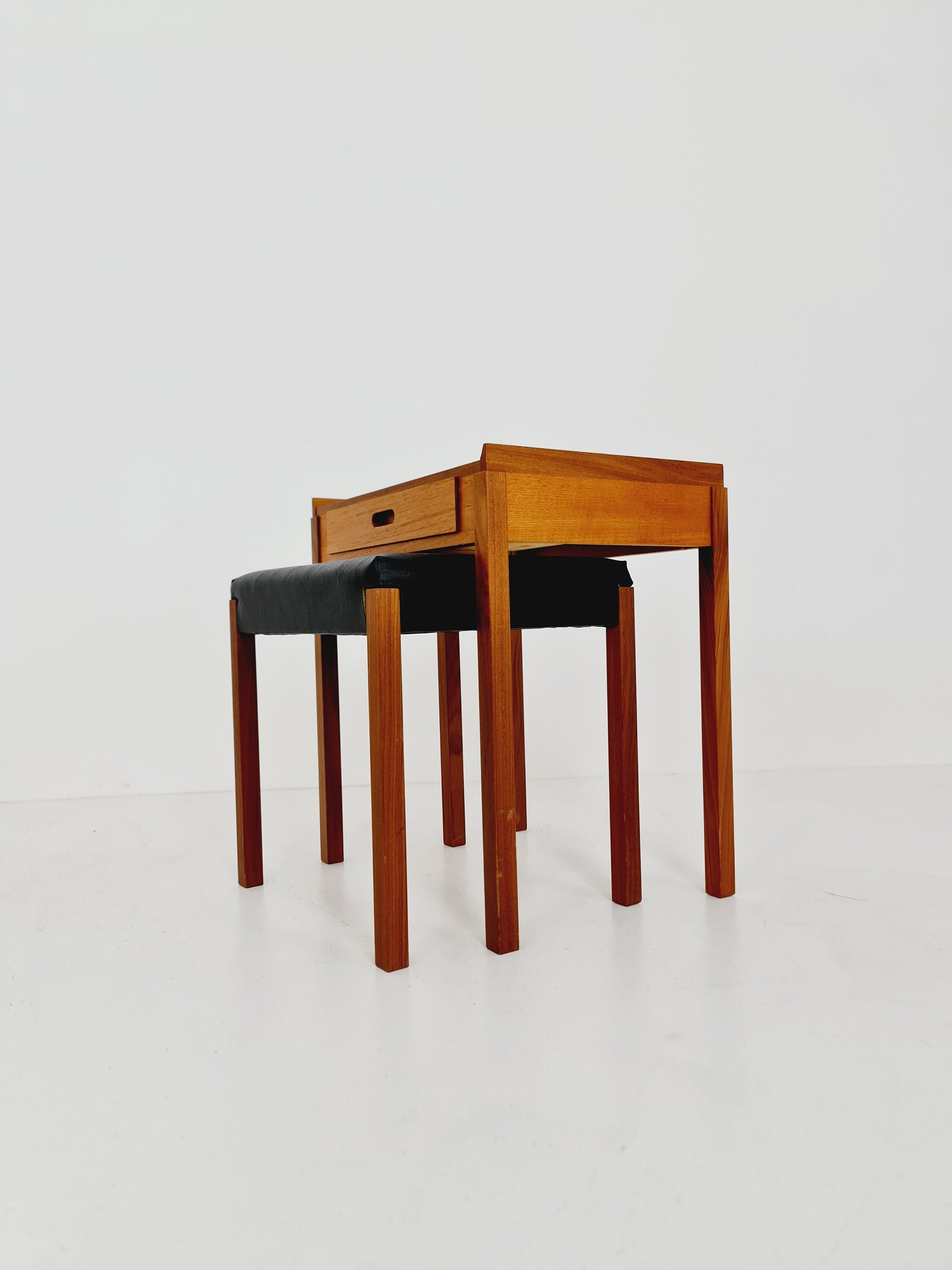 Midcentury Danish teak Side table/ Bedside table with stool, 1960s