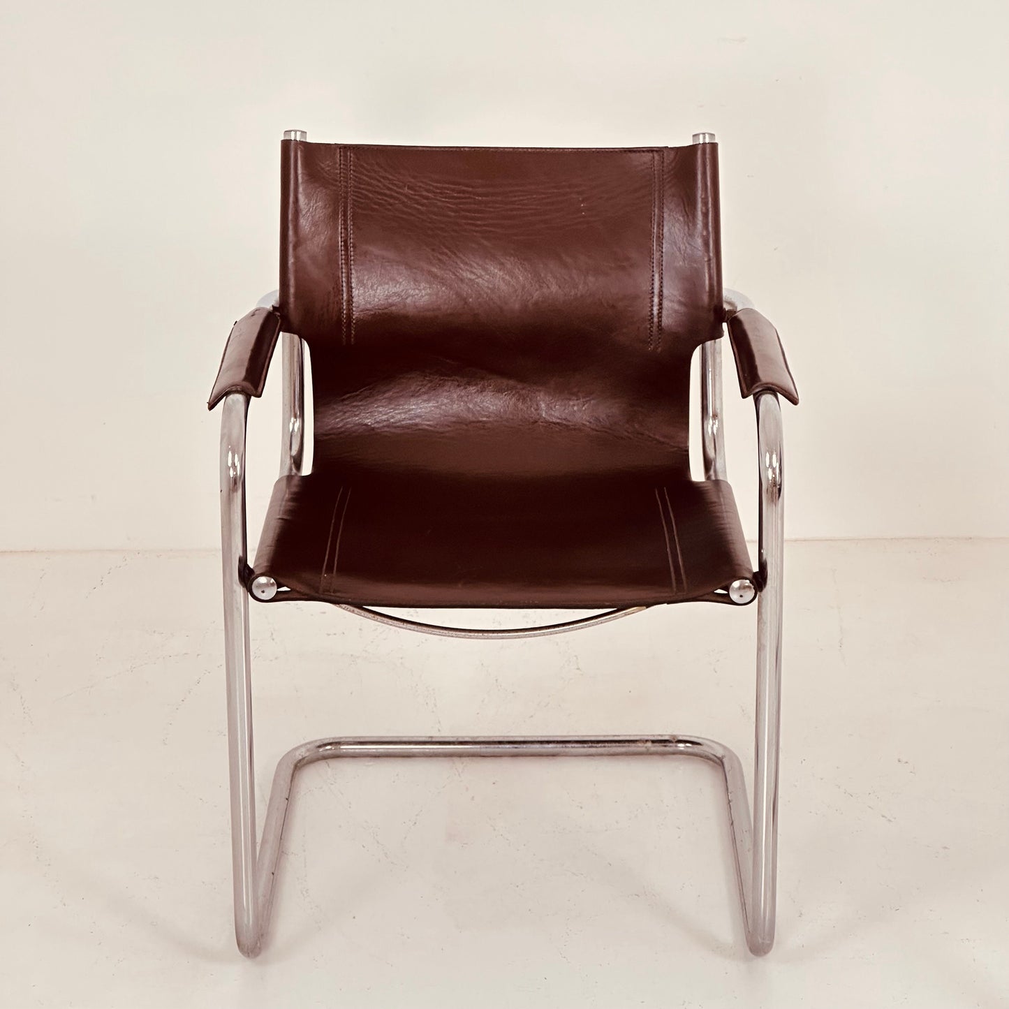 1 of 4 Matteo Grassi visitor chair in brown leather 1970s