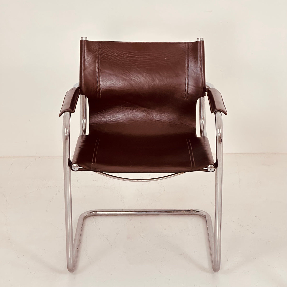 1 of 4 Matteo Grassi visitor chair in brown leather 1970s