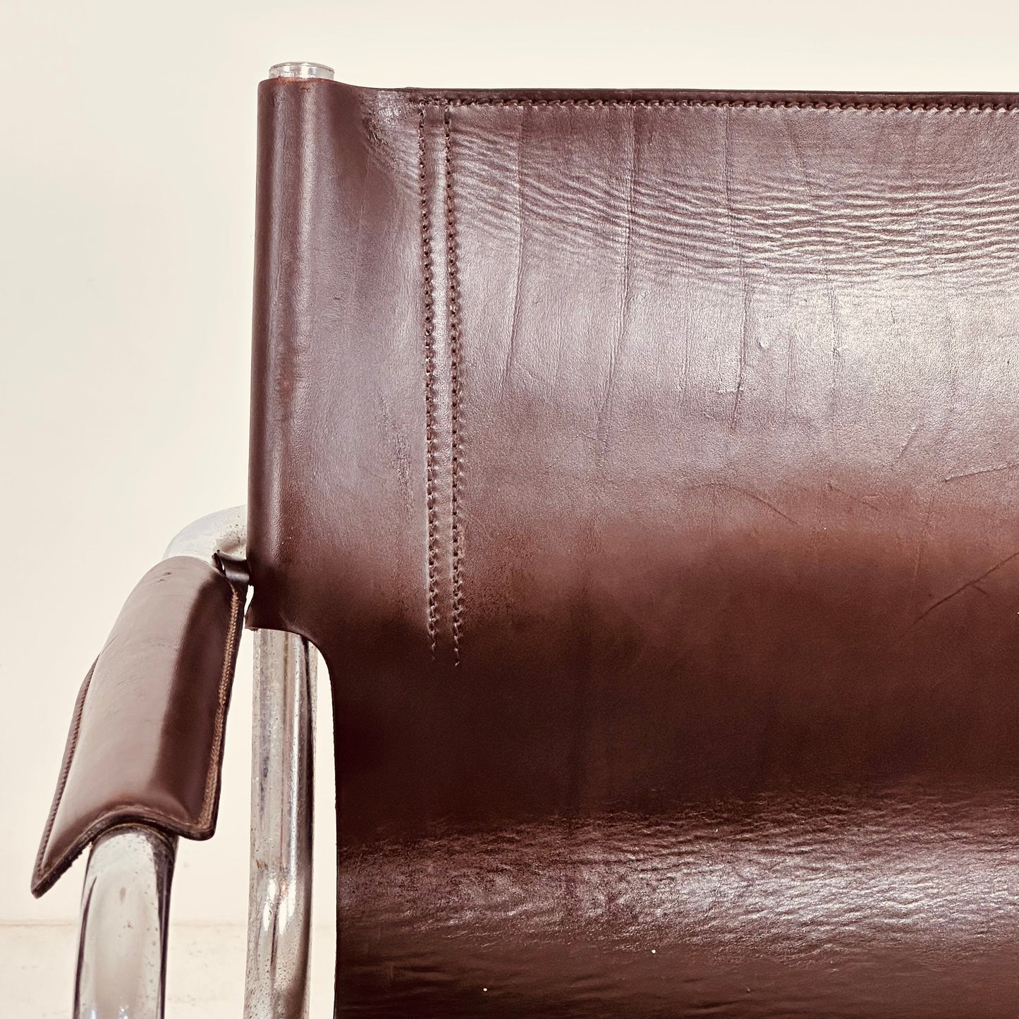 1 of 4 Matteo Grassi visitor chair in brown leather 1970s