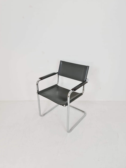 1 of 4 original Model MG5 Centro Studi desk grey leather chair by Mart Stam & Marcel Breuer for Matteo Grassi, 1970s