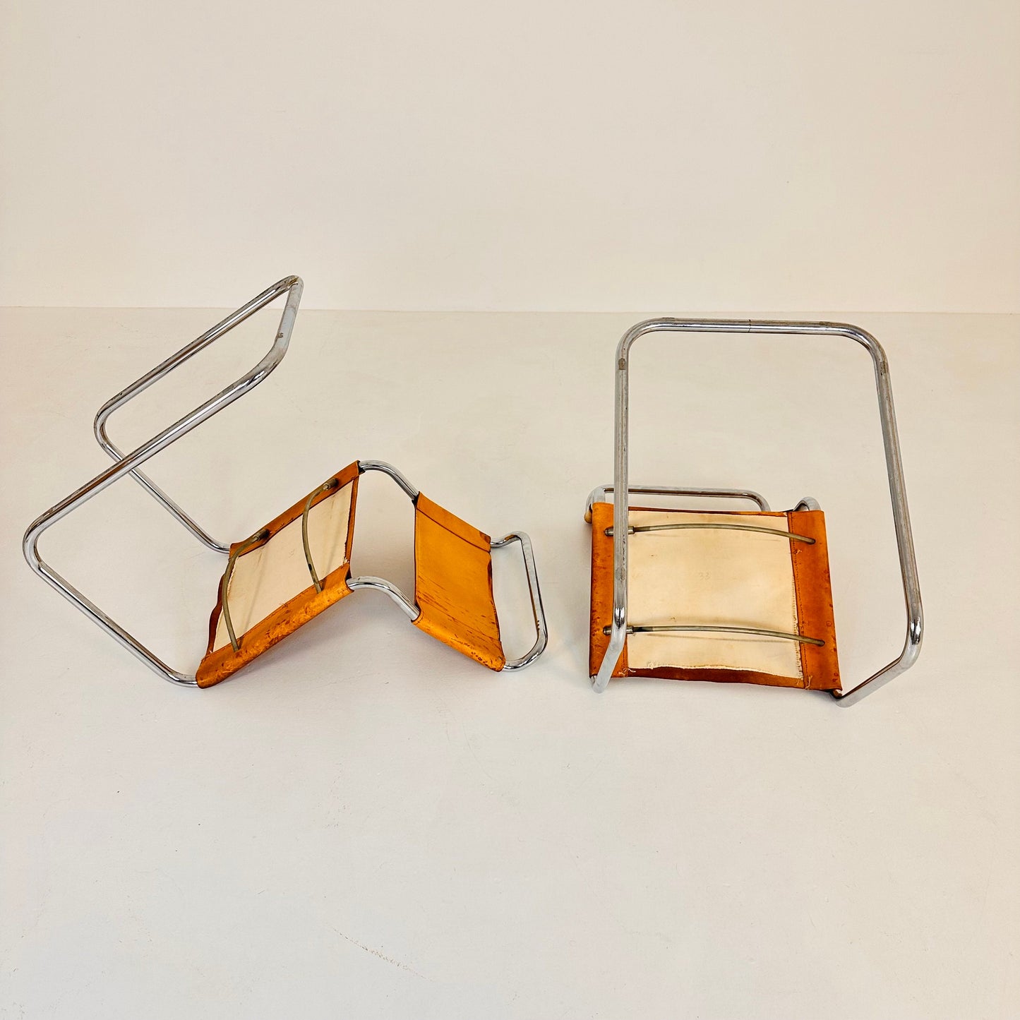 Set of 2 Mid-Century Vintage S33 Cognac Chairs by Mart Stam & Marcel Breuer from Thonet 1980s