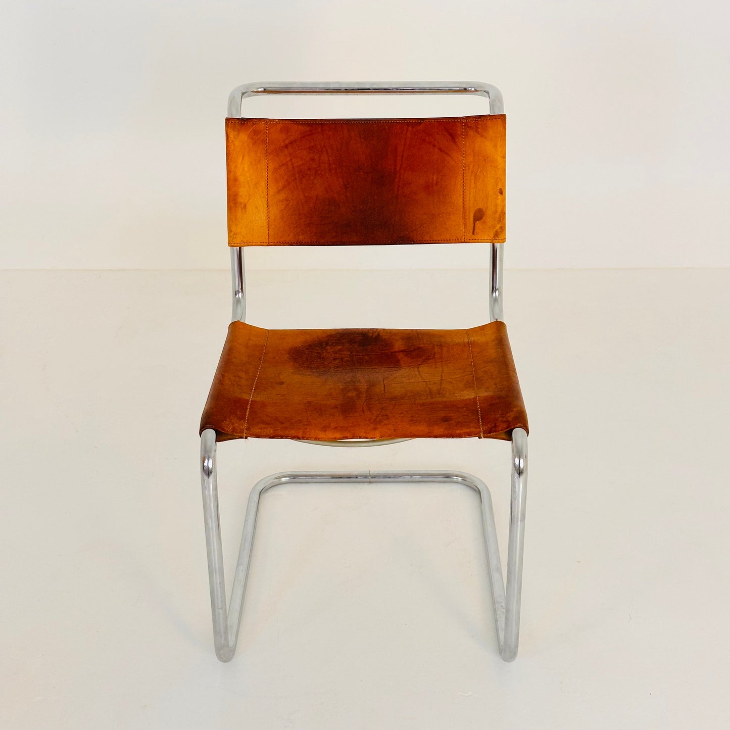1 of 7 Mid-Century Vintage S33 Cognac Chairs by Mart Stam & Marcel Breuer from Thonet 1980s