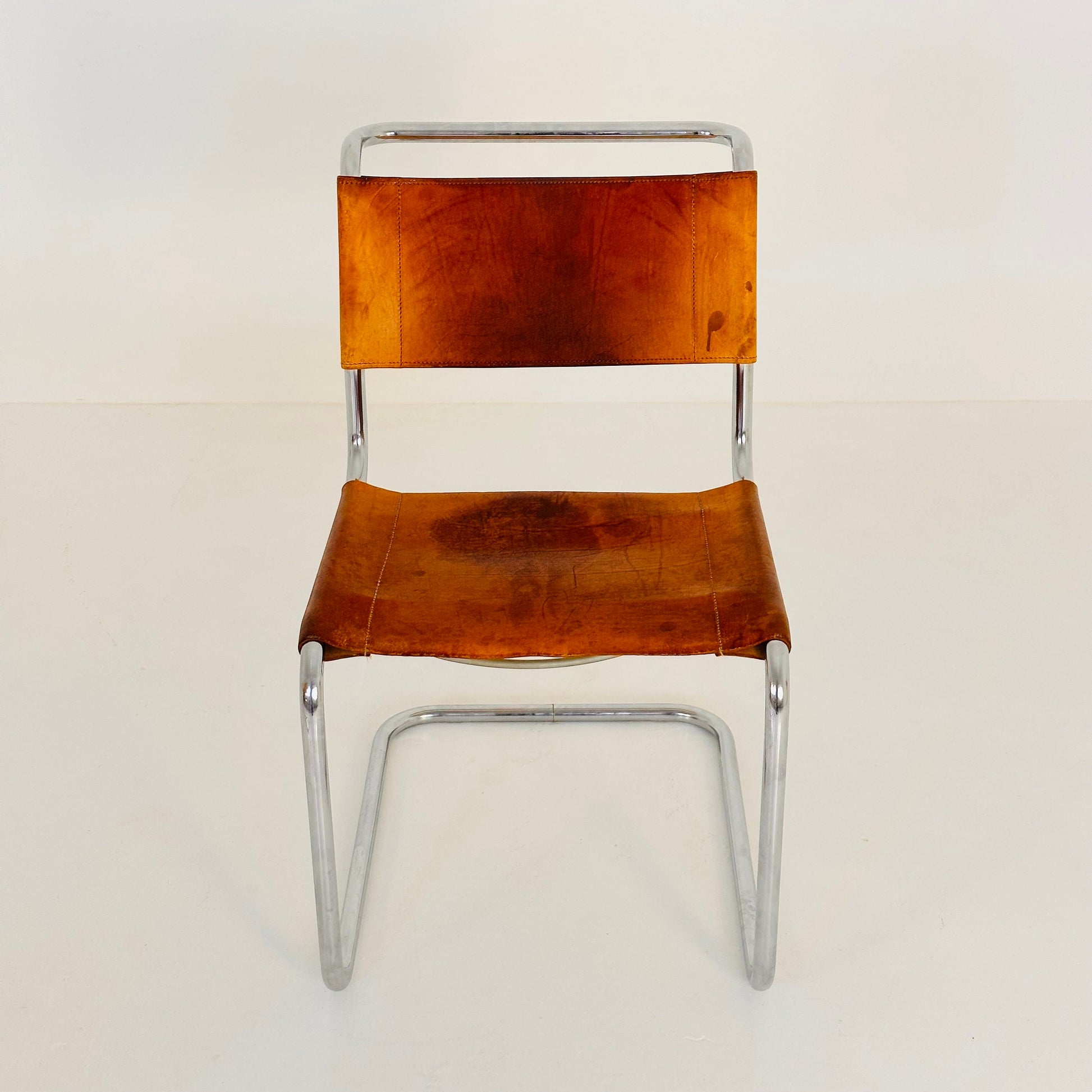1 of 7 Mid-Century Vintage S33 Cognac Chairs by Mart Stam & Marcel Breuer from Thonet 1980s