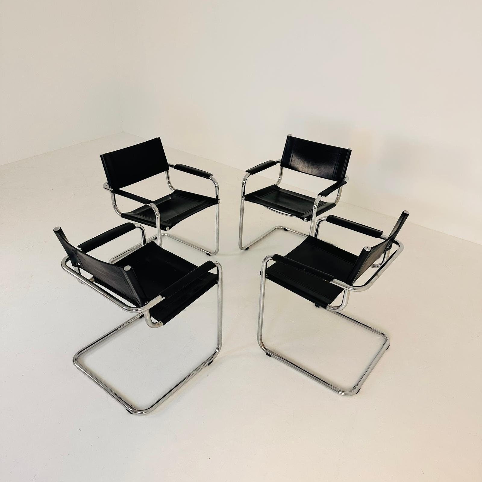 set of 4 Model MG5 Centro Studi desk chair by Mart Stam & Marcel Breuer for Matteo Grassi, 1970s