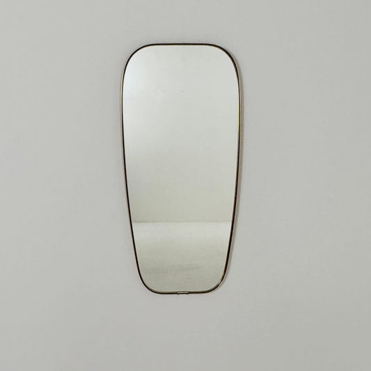 Mid Century asymmetric German brass Original kidney wall mirror from the 60s model number 986