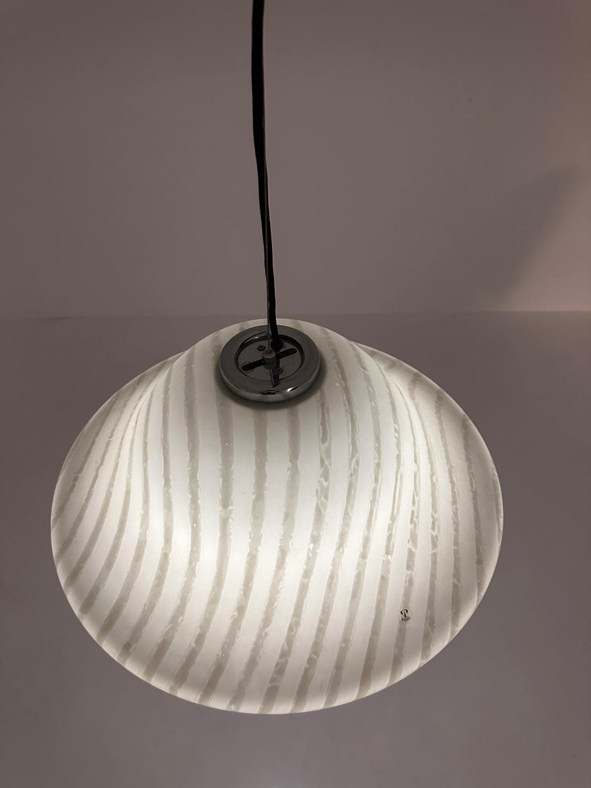 Vintage glass pendant lamp by Peill and Putzler, Germany 1965