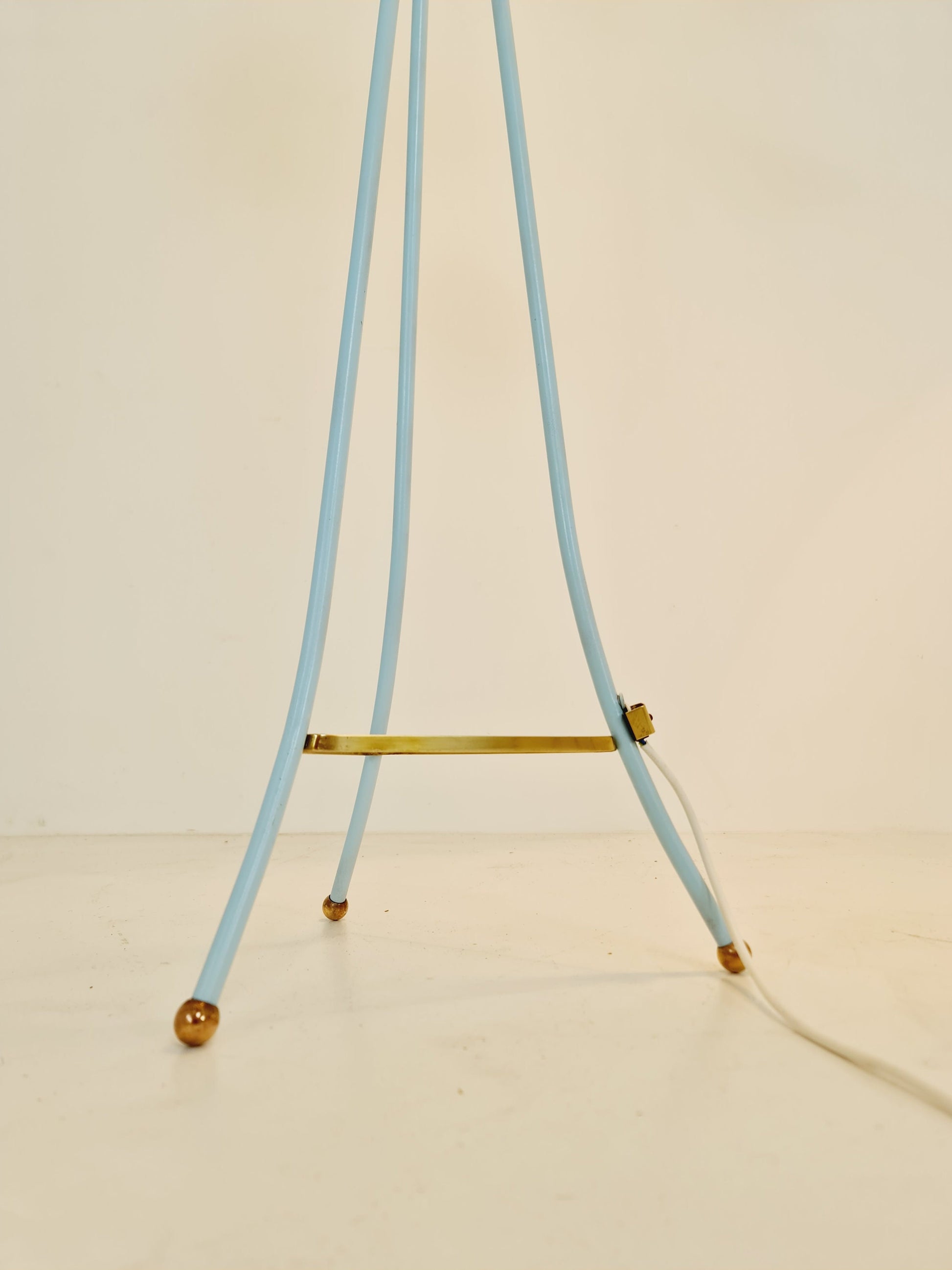 German Modern Colorful three flex arms brass floor lamp, tütenlampe, 1950s