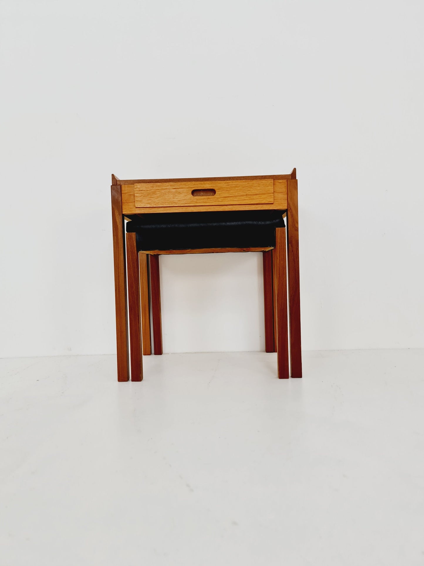 Midcentury Danish teak Side table/ Bedside table with stool, 1960s