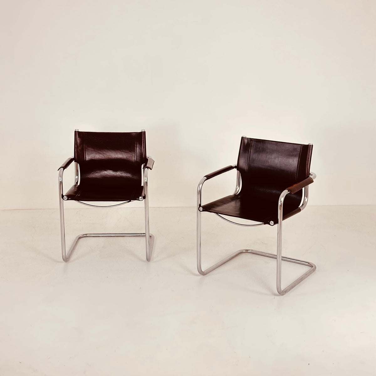 1 of 4 Matteo Grassi visitor chair in brown leather 1970s