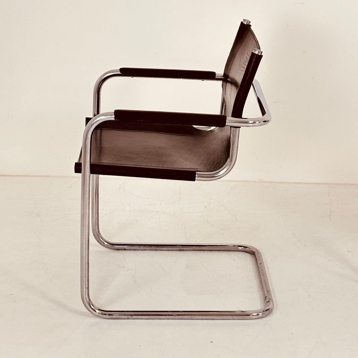 1 of 4 Matteo Grassi visitor chair in brown leather 1970s