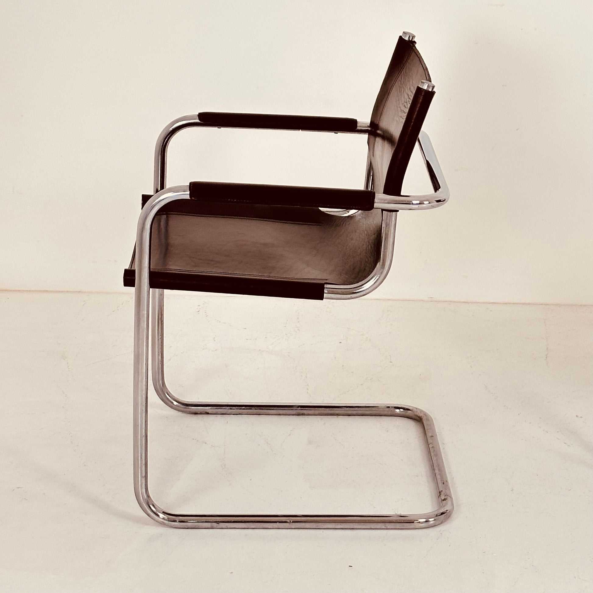 1 of 4 Matteo Grassi visitor chair in brown leather 1970s