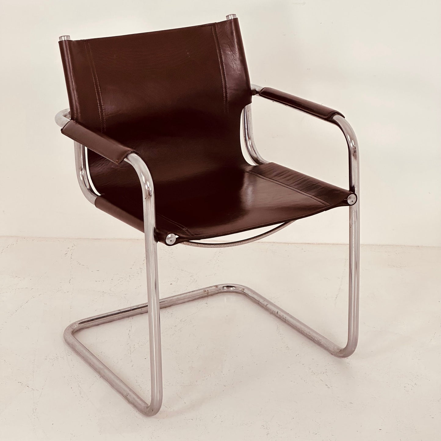 1 of 4 Matteo Grassi visitor chair in brown leather 1970s