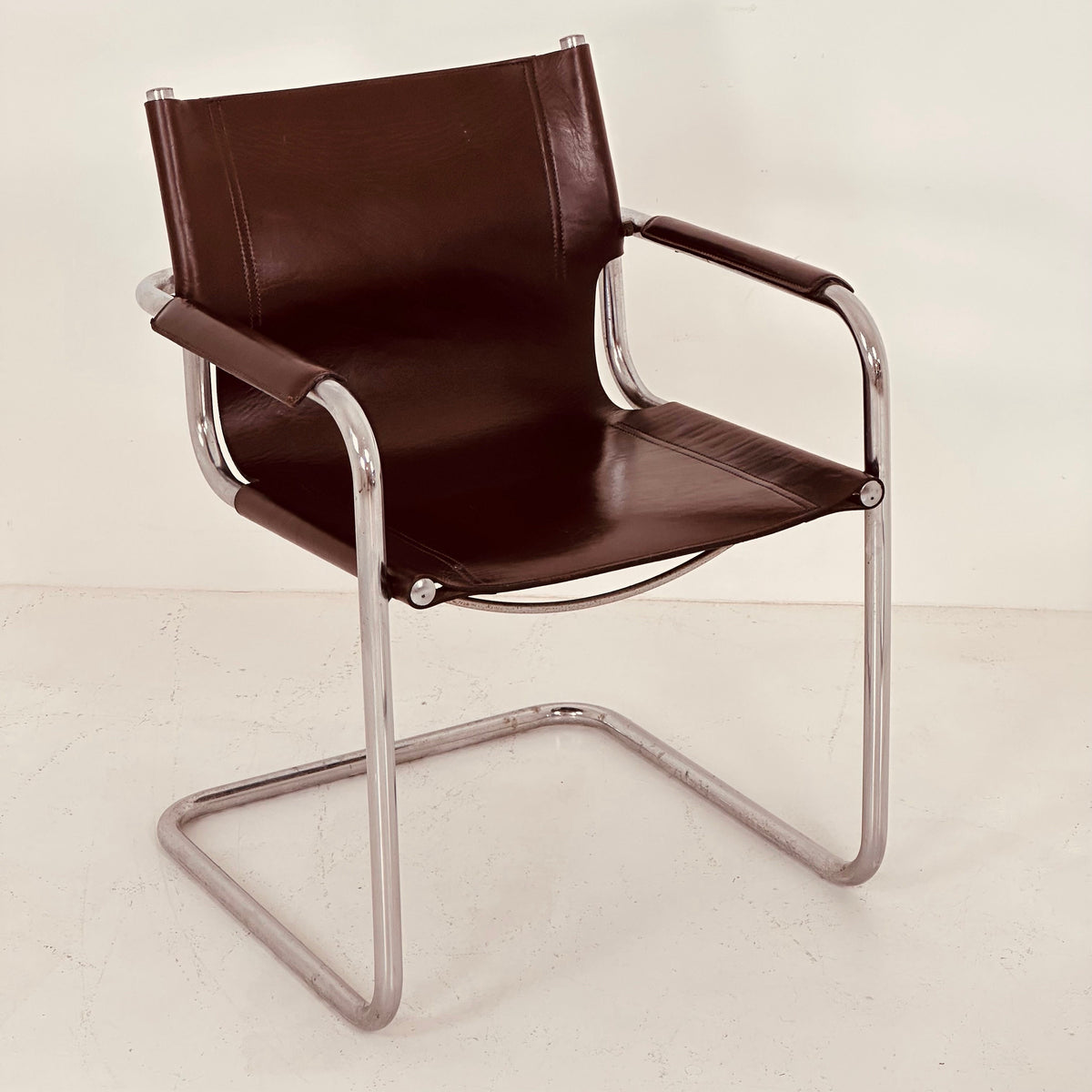 1 of 4 Matteo Grassi visitor chair in brown leather 1970s