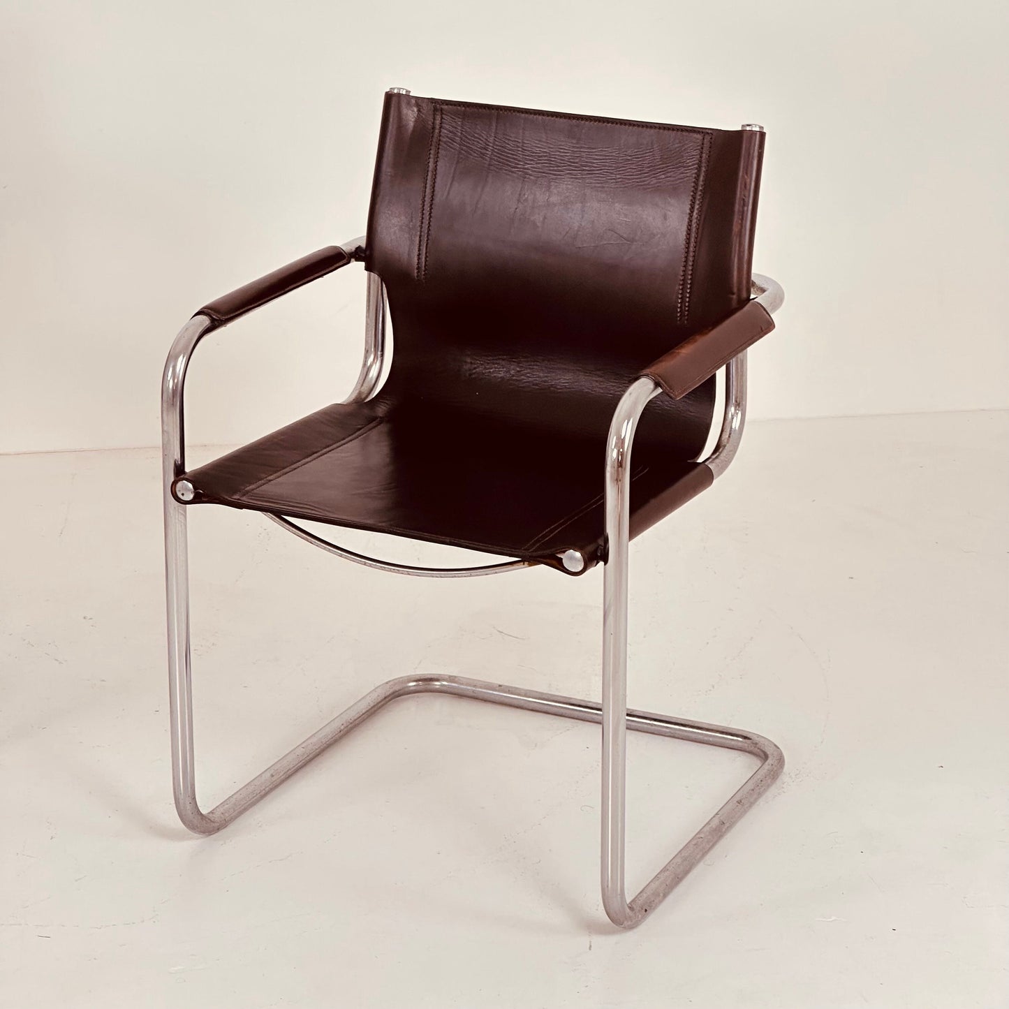 1 of 4 Matteo Grassi visitor chair in brown leather 1970s