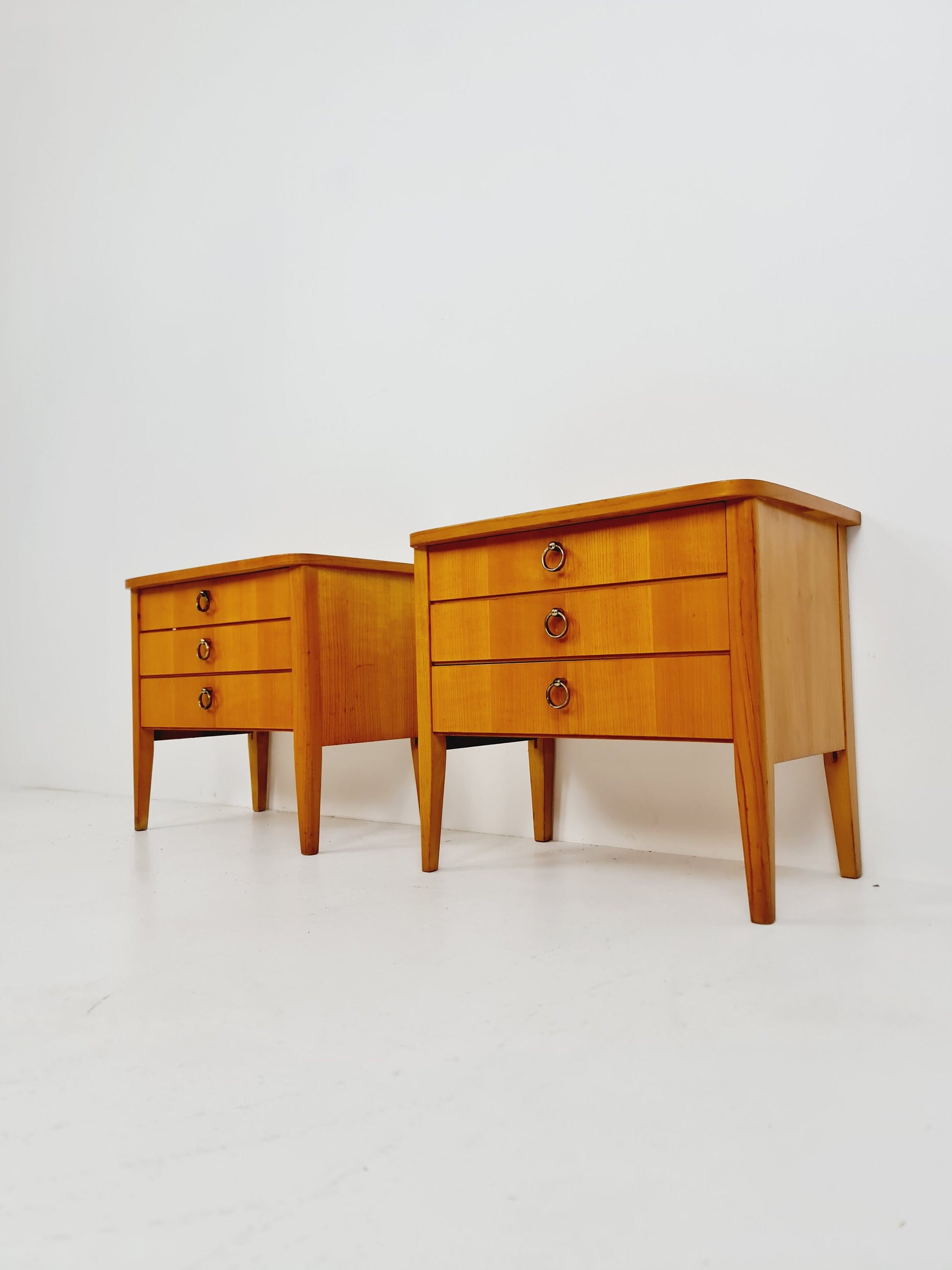 German Mid century beech nightstands/ bedside tables BY WK Möbel , 1960s