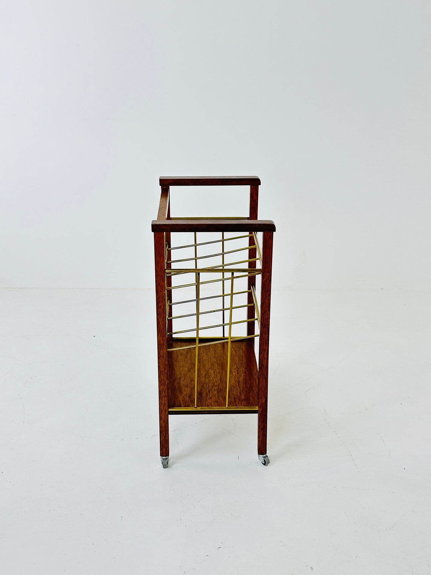 Vintage bar cart / brass magazine rack, c.1960s