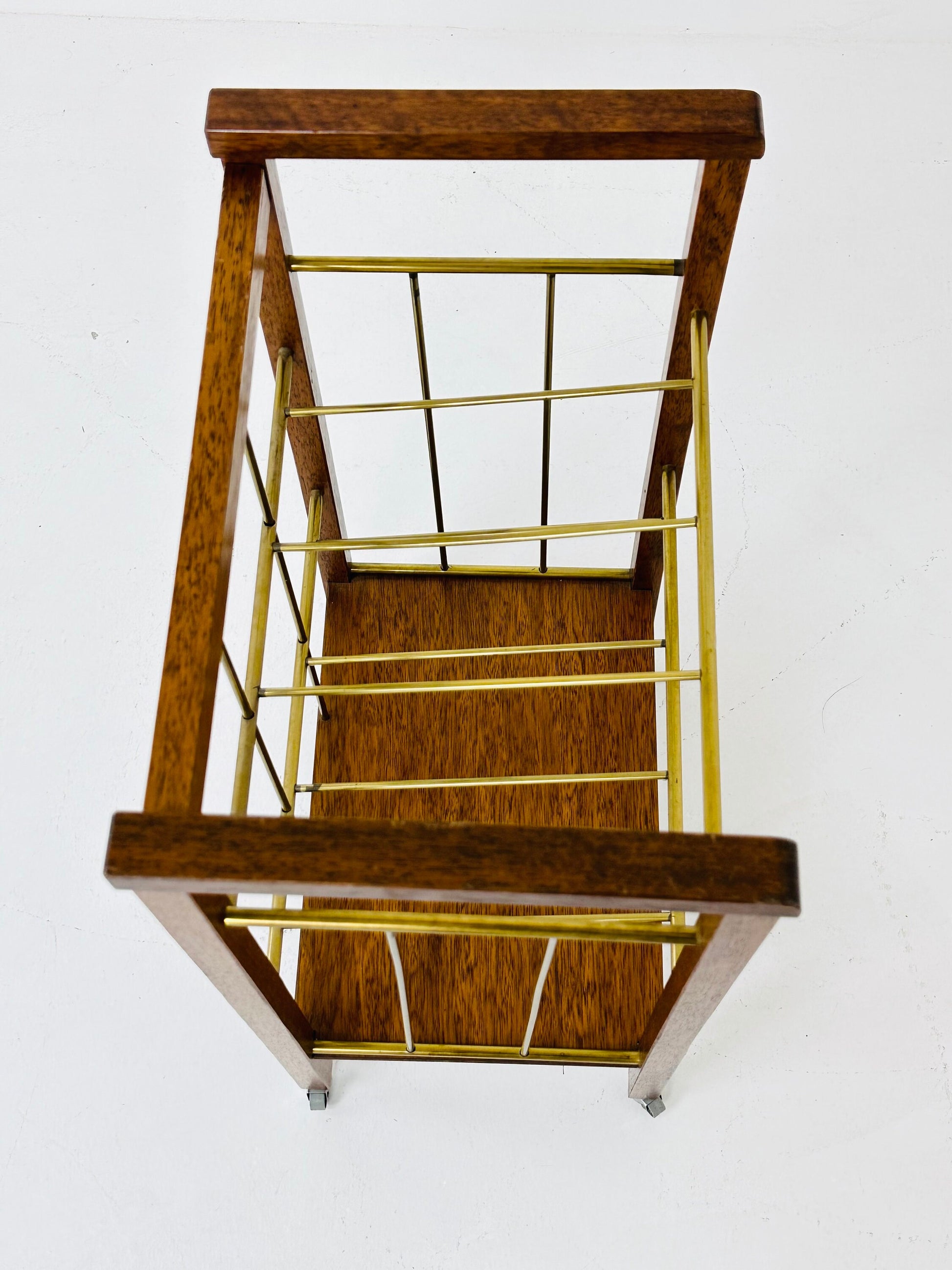 Vintage bar cart / brass magazine rack, c.1960s
