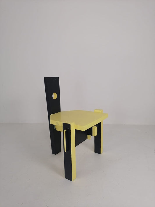 Postmodern period yellow black high back Chair 1980s
