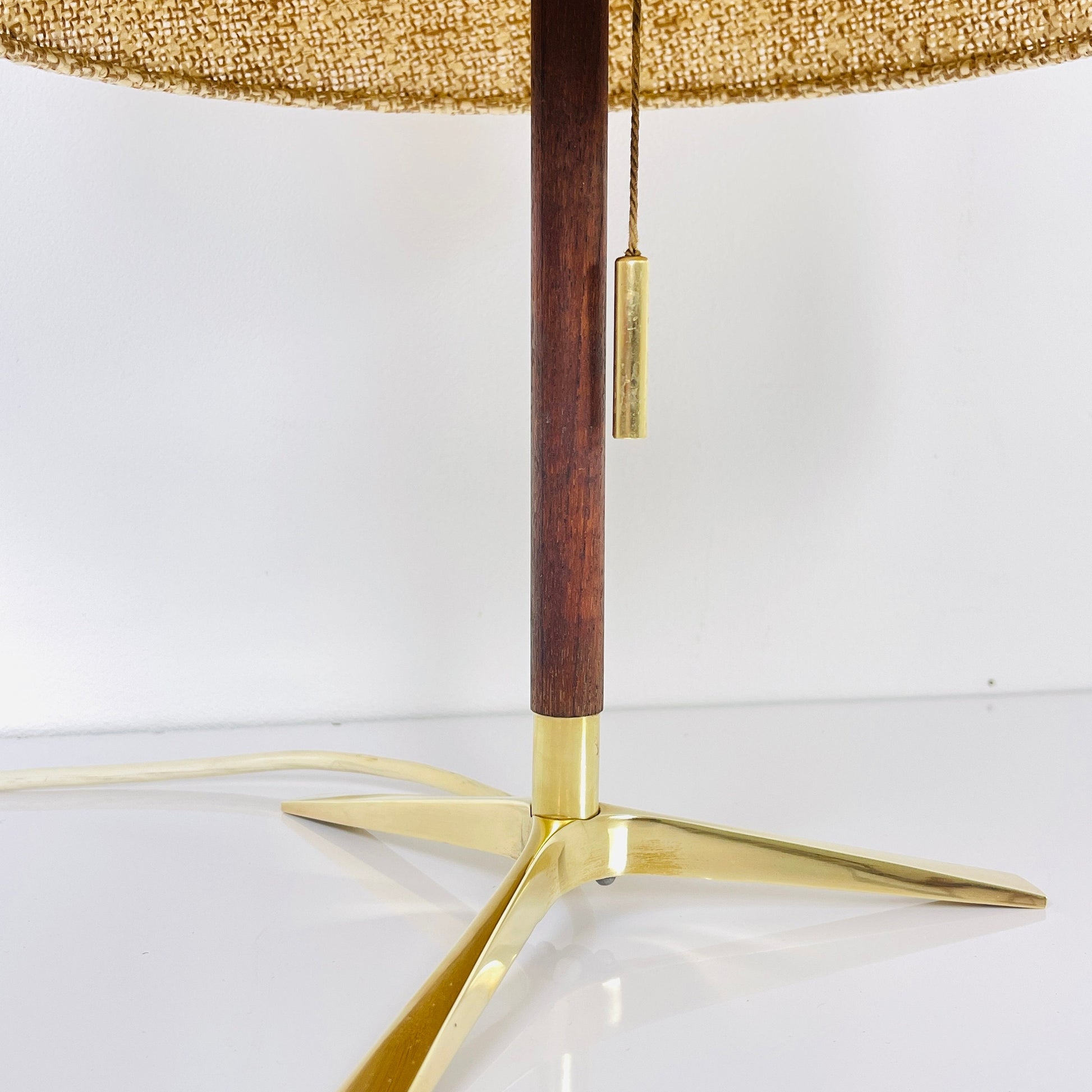 Mid century teak & brass table lamp by Vereinigte Werkstätten München, Germany, 1960s