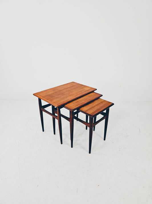 Midcentury Danish teak Nesting Tables by Kai Kristiansen for skovamand & Andersen, 1960s